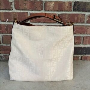 Fendi Cream Canvas Hobo Bag